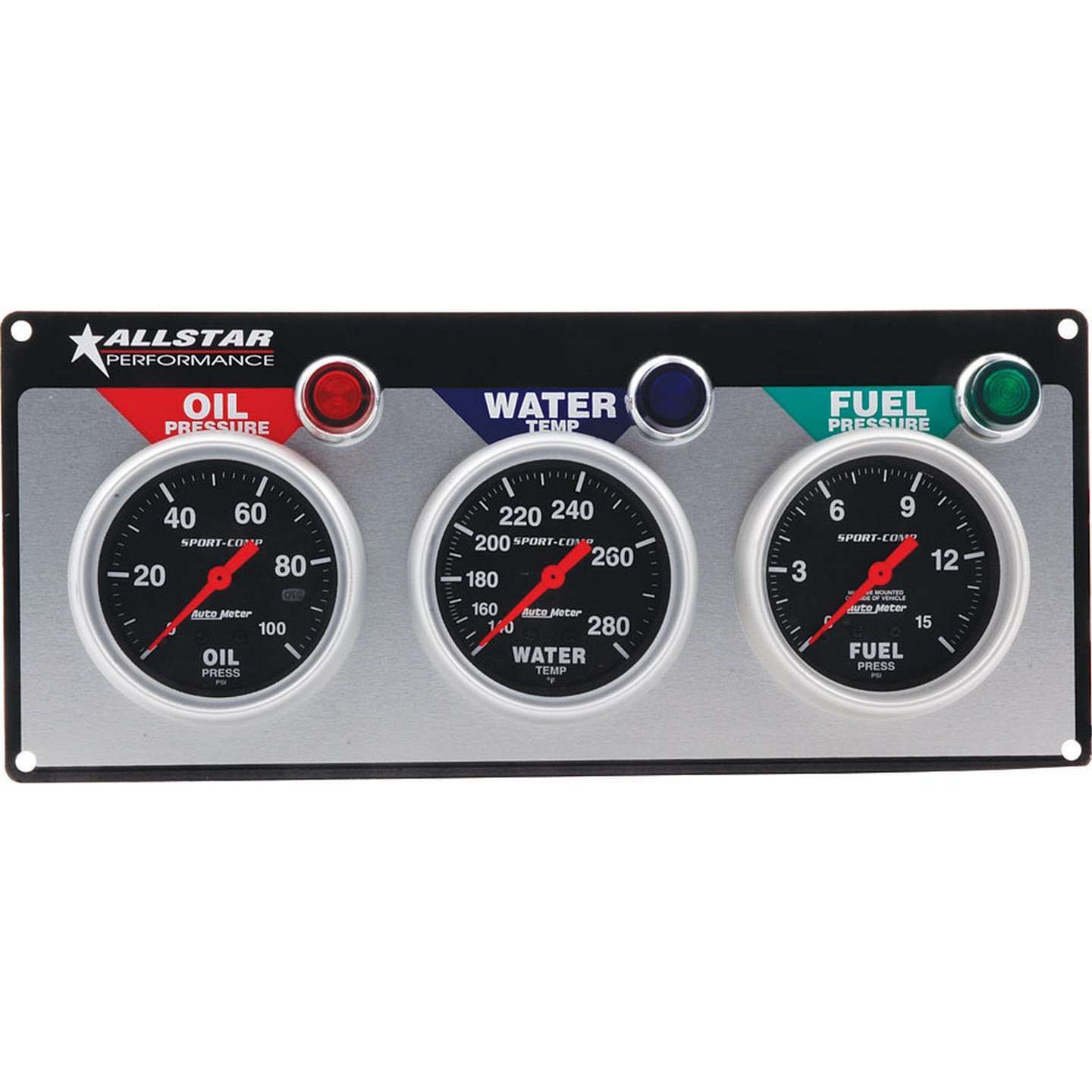 Allstar Performance Auto Meter Sport-Comp 3 Gauge Panel - OP/WT/FP