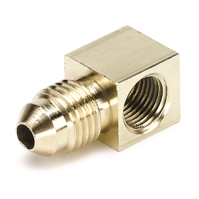 Auto Meter 1/8 in NPT Female to 4 AN Male 90 Degree Adapter - Brass - Mechanical Pressure / Vacuum Gauges