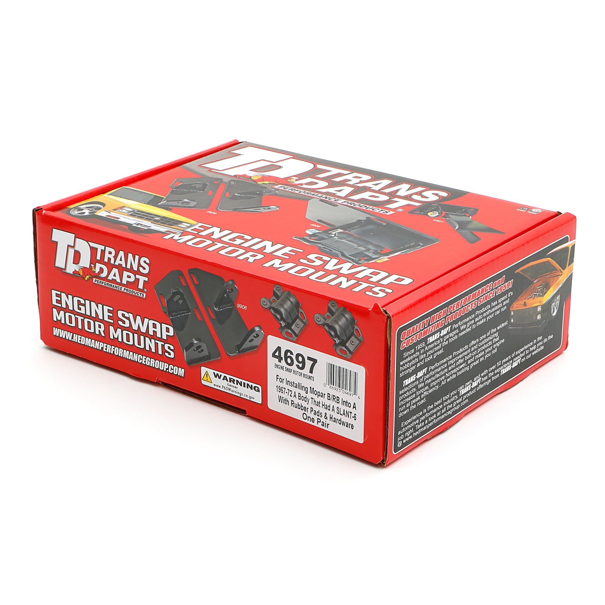 Trans-Dapt Motor Mount Adapter - Bolt-On - Black Paint - Mopar B / RB-Series - Mopar A-Body 1967-72 4697