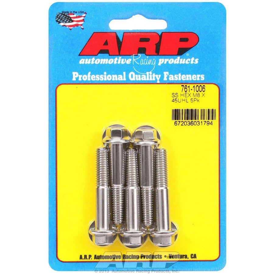 ARP Bolt - 45 mm Long - 10 mm Hex Head - Stainless - Polished - Universal - (Set of 5)