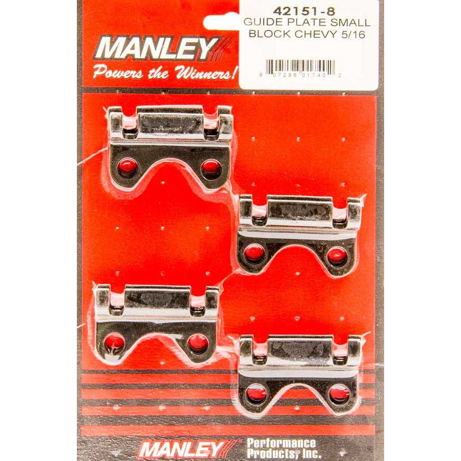 Manley Raised Steel Valve Guide Plates - SB Chevy w/ 5/16" Diameter Pushrods - (Set of 8)