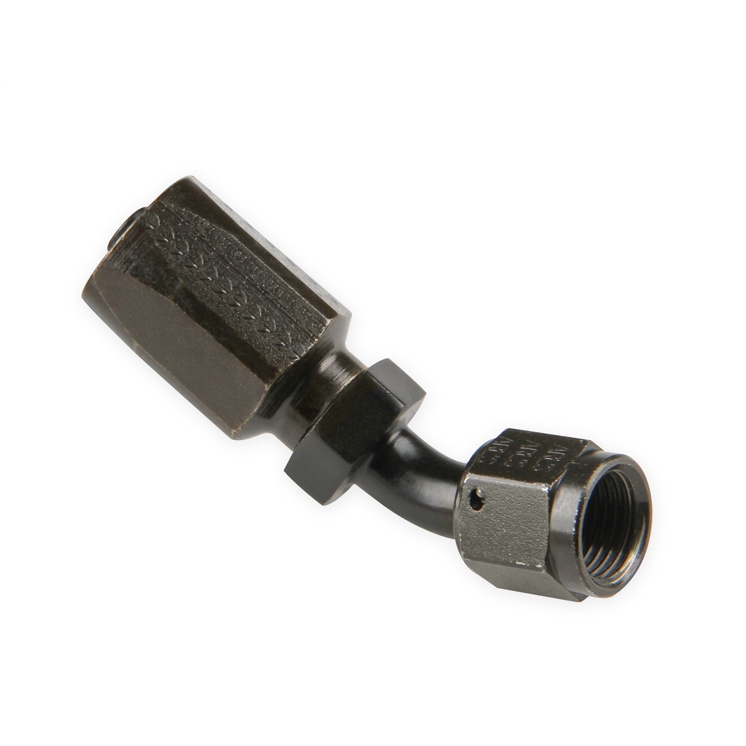 Earl's 45 Degree 6 AN Hose to 6 AN Female Steel Hose End - Black Zinc