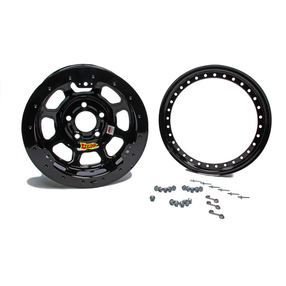 Aero 33 Series Beadlock Wheel - Black - 13" x 7" - 2" Back Spacing - 4 x 4.25" Bolt Circle - 19 lbs.