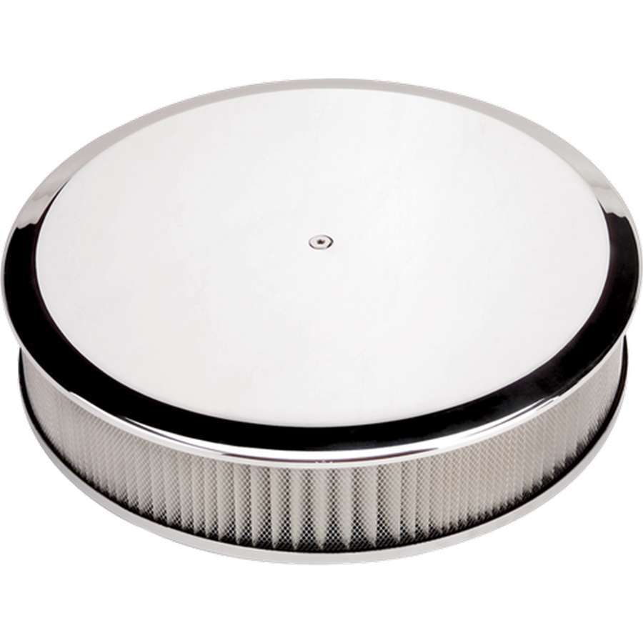 Billet Specialties Round Air Cleaner Assembly - 14 in. Diameter - Polished - Plain Design - 3 in. Filter Height