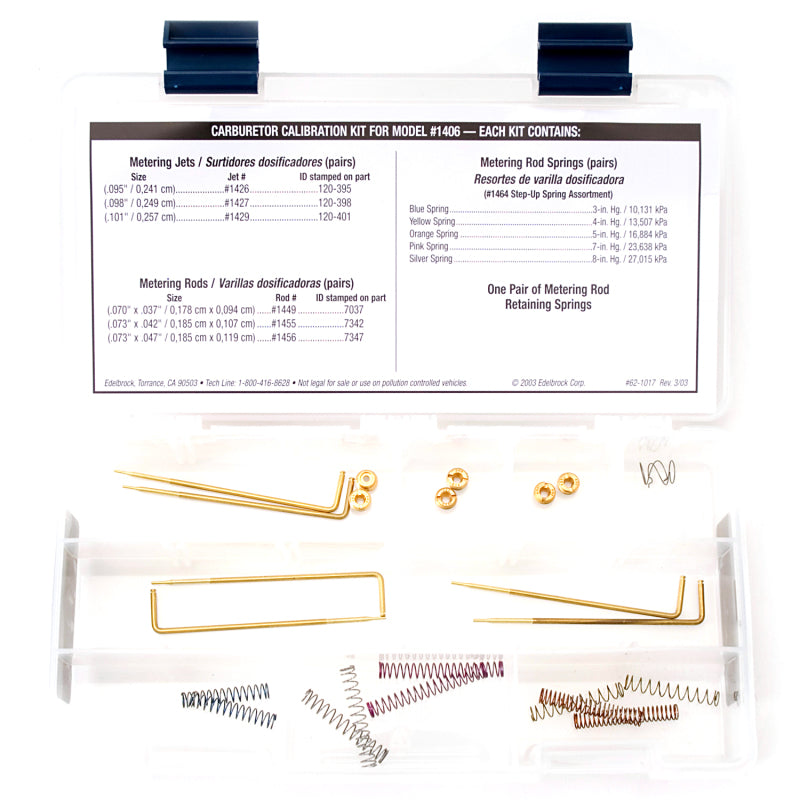 Edelbrock Performer Series Carburetor Calibration Kit - For (1406) Carburetor