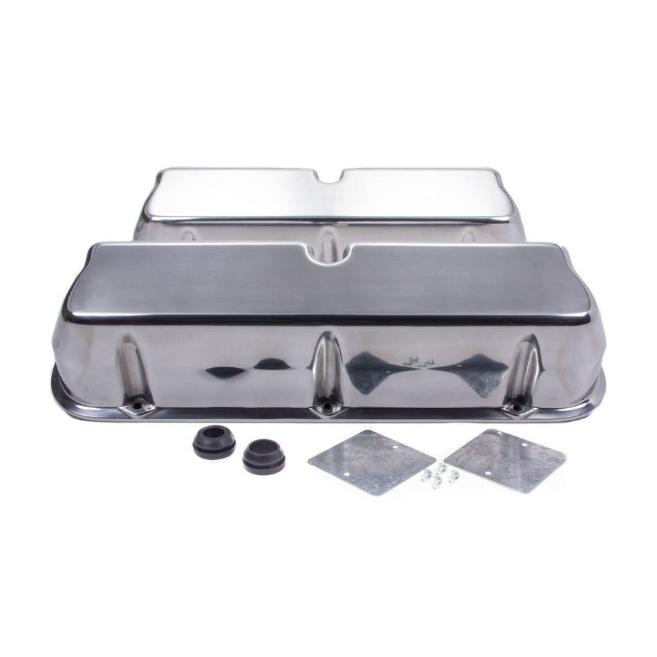 Racing Power Polished Aluminum Valve Covers - Tall - SB Ford 62-85 Valve Covers - No Holes