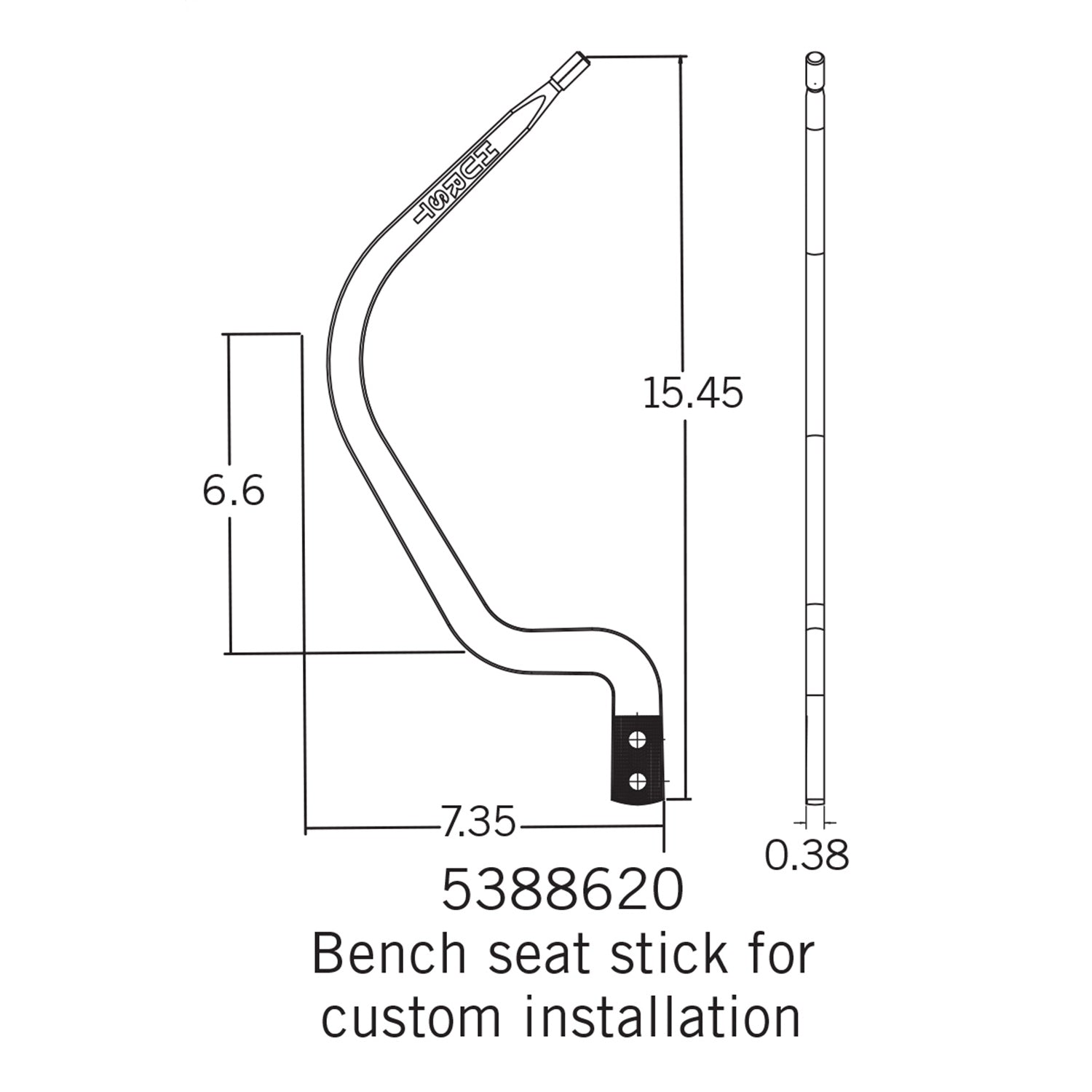Hurst Competition Plus Shifter Stick - Double Bend - 15-1/2" - 3/8-16" Thread - Steel - Chrome - Hurst Manual Shifters