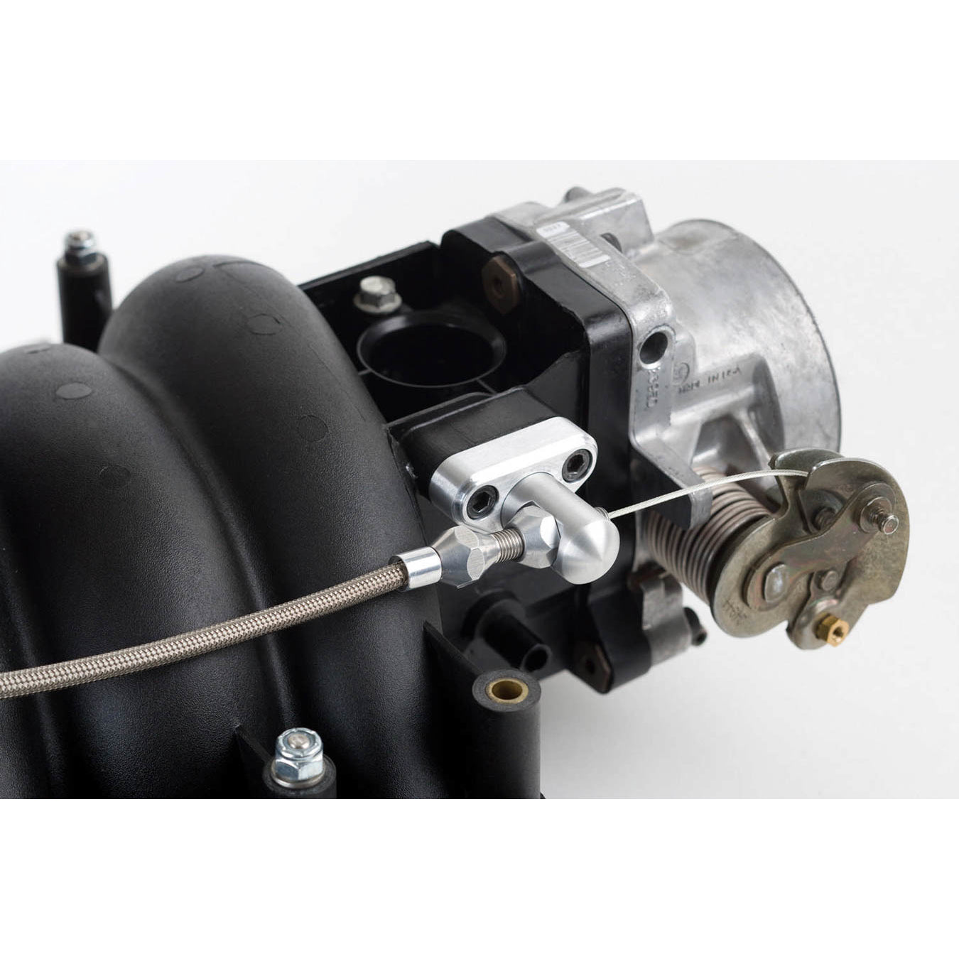 Lokar Throttle Cable Bracket - Manifold Mount - Aluminum - Natural - 3" Linkage Cam - GM LS-Series