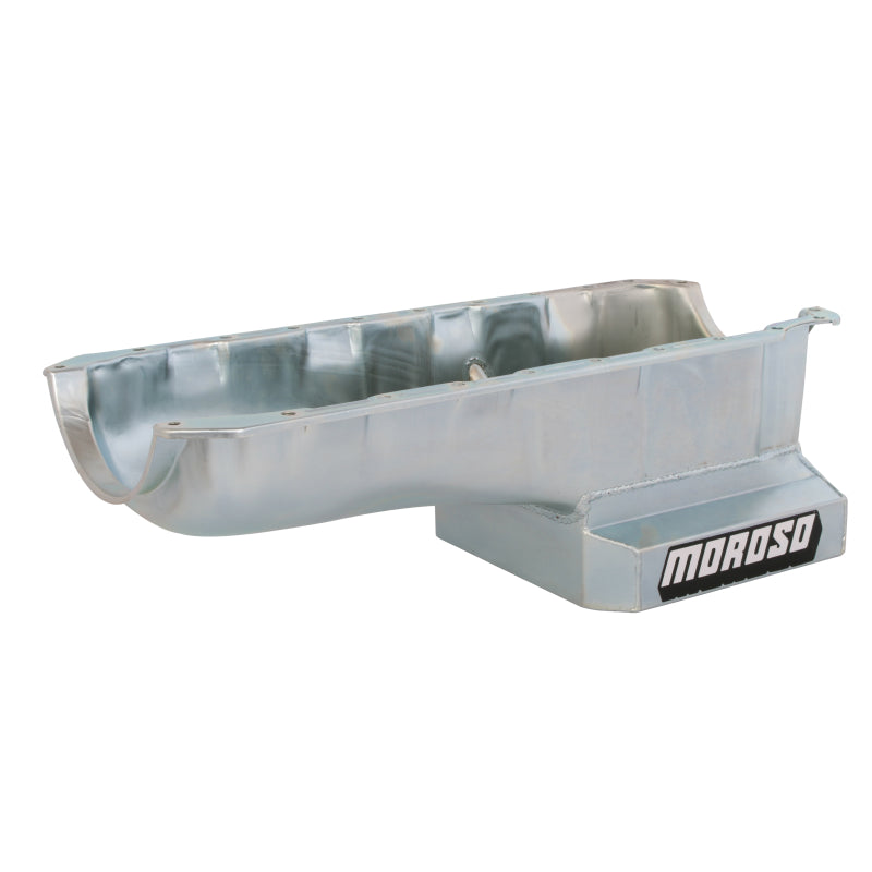 Moroso Street / Strip Rear Sump Oil Pan - 7 Quart - 8 in Deep - Zinc Oxide - 2 Piece Seal - Big Block Chevy