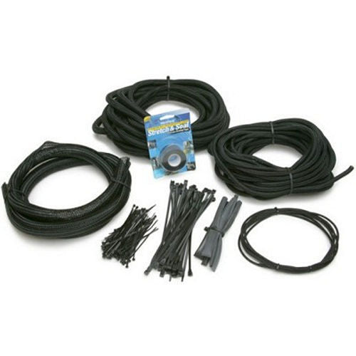 Painless PowerBraid Hose and Wire Sleeve Split Ties Included Braided Plastic - Black