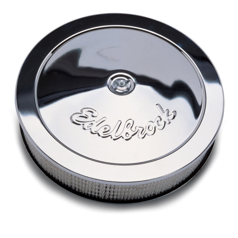 Edelbrock Chrome Air Cleaner - 14" Diameter w/ 3" Element - 3/8" Deeper Flange (3-3/4")