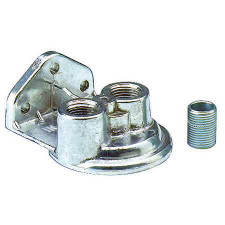 Perma-Cool Single Filter Remote Oil Filter Mount 3/4-16" Thread Two 1/2" NPT Ports Bolt-On - Upward Facing Ports