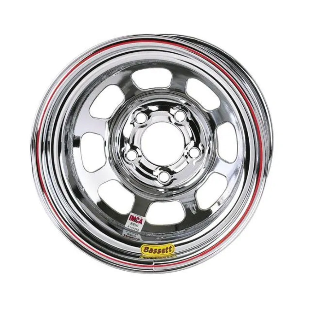 Bassett 8 Spoke D-Hole Lightweight Wheel - 14 x 7" - 3.000" Backspace - 4 x 100 mm Bolt Pattern - Steel - Chrome