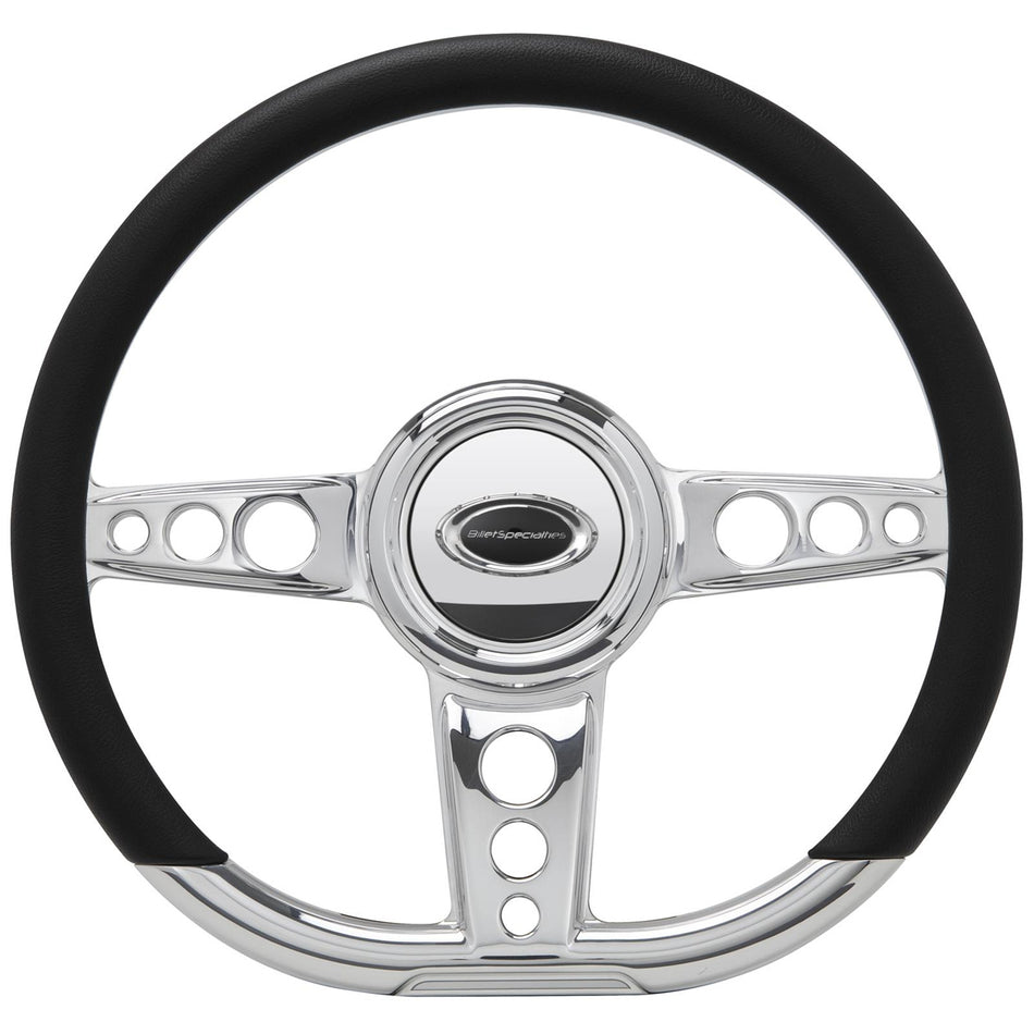 Billet Specialties Trans Am Steering Wheel - D-Shaped - 14" Diameter - 3 Spoke - 2" Dish - Aluminum - Polished