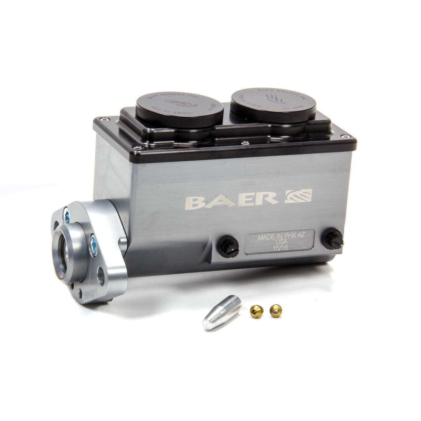 Baer Disc Brakes 15/16" Bore Master Cylinder Integral Reservoir Passenger Side Port Aluminum - Gray Anodize