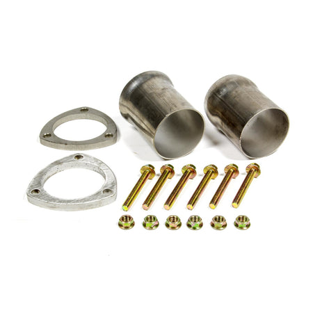 Hedman Hedders 3" Inlet to 3" OD Outlet Collector Reducer 3-Bolt Ball and Socket Flange Hardware Stainless - Kit