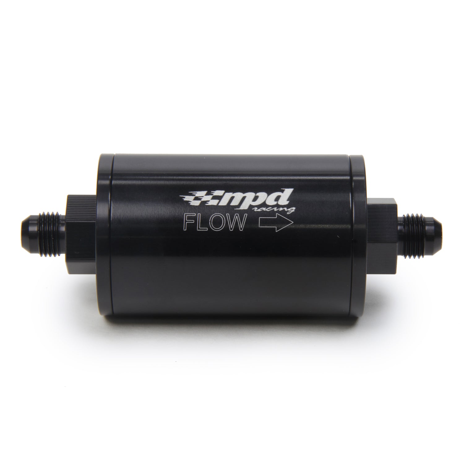 MPD Fuel Filter - 30 Micron - Stainless Element - 6 AN Male Inlet - 6 AN Male Outlet - Aluminum - Black