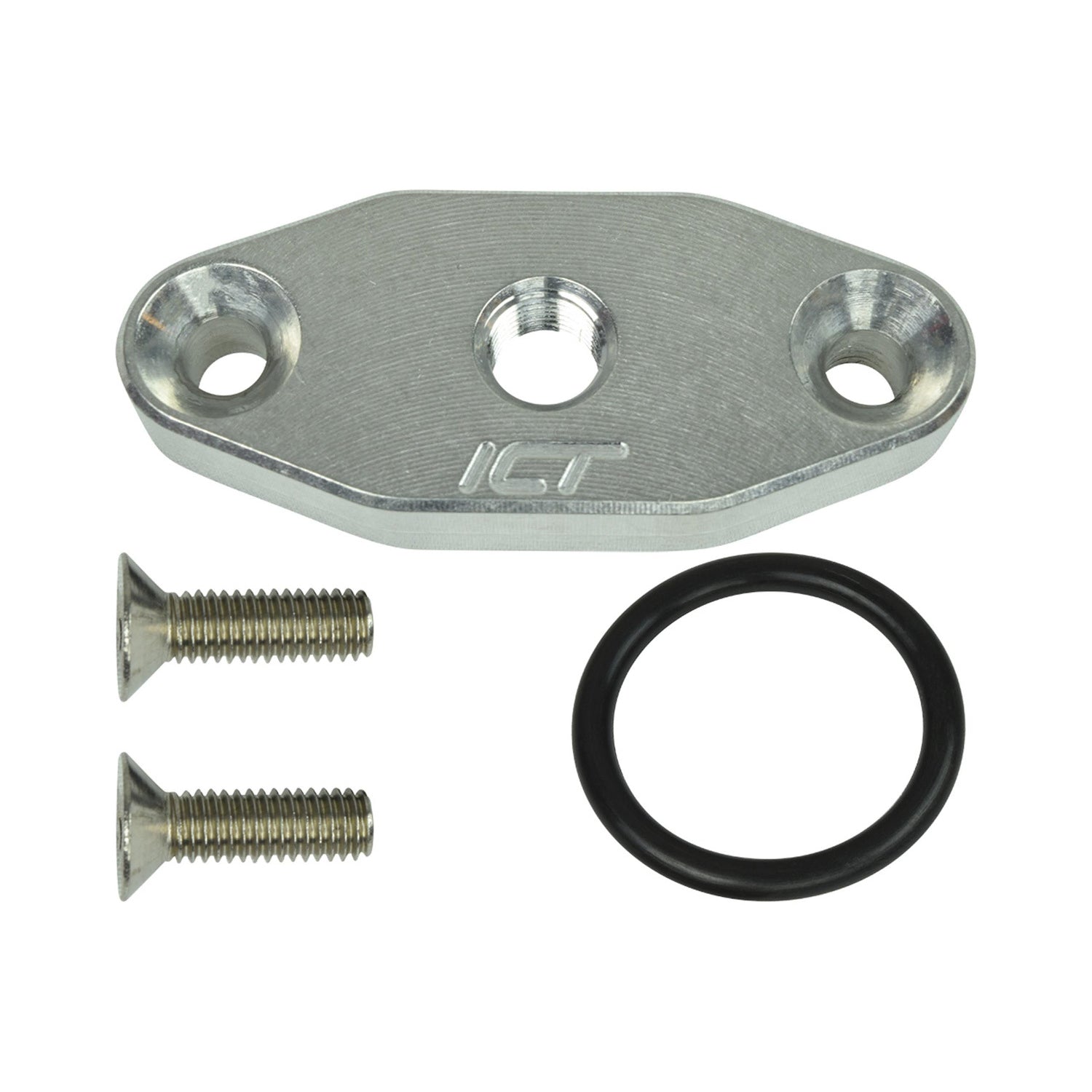 ICT Billet Oil Cooler Adapter - 1/2" Thick - Hardware/O-Ring - Aluminum - GM LS-Series