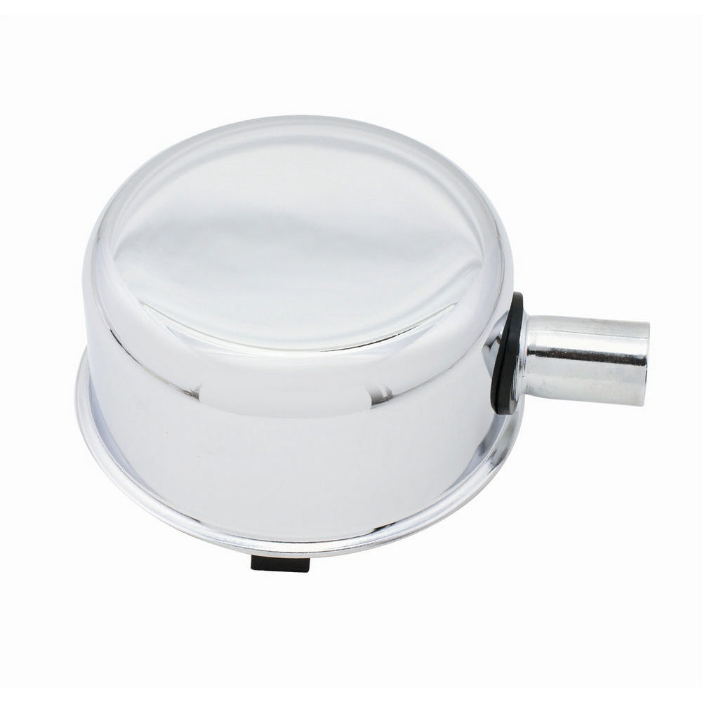 Mr. Gasket Push-On Round Breather - 5/8 in Hose Evacuation Fitting - Chrome - Factory Oil Filler Tubes