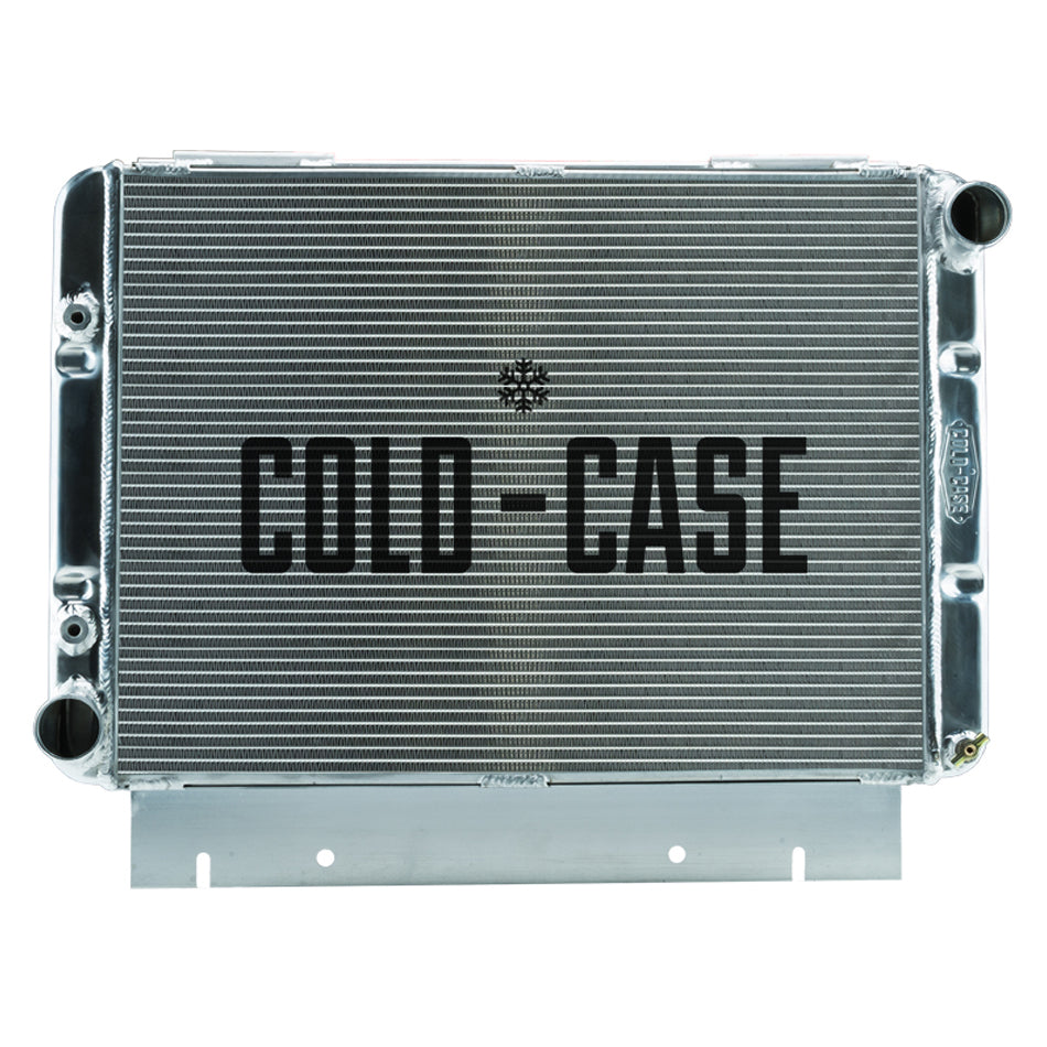 Cold-Case Aluminum Radiator - 26.5" W x 20.8" H x 3" D - Passenger Side Inlet - Driver Side Outlet - Polished - Automatic - Ford Galaxie 1960-63