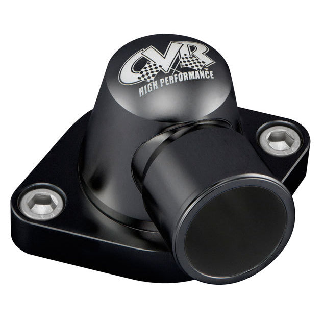 CVR Performance 90 Degree Water Neck - 1-1/2 in ID Hose - Swivel - O-Ring - Black Anodized - Mopar B / RB-Series 1980-91
