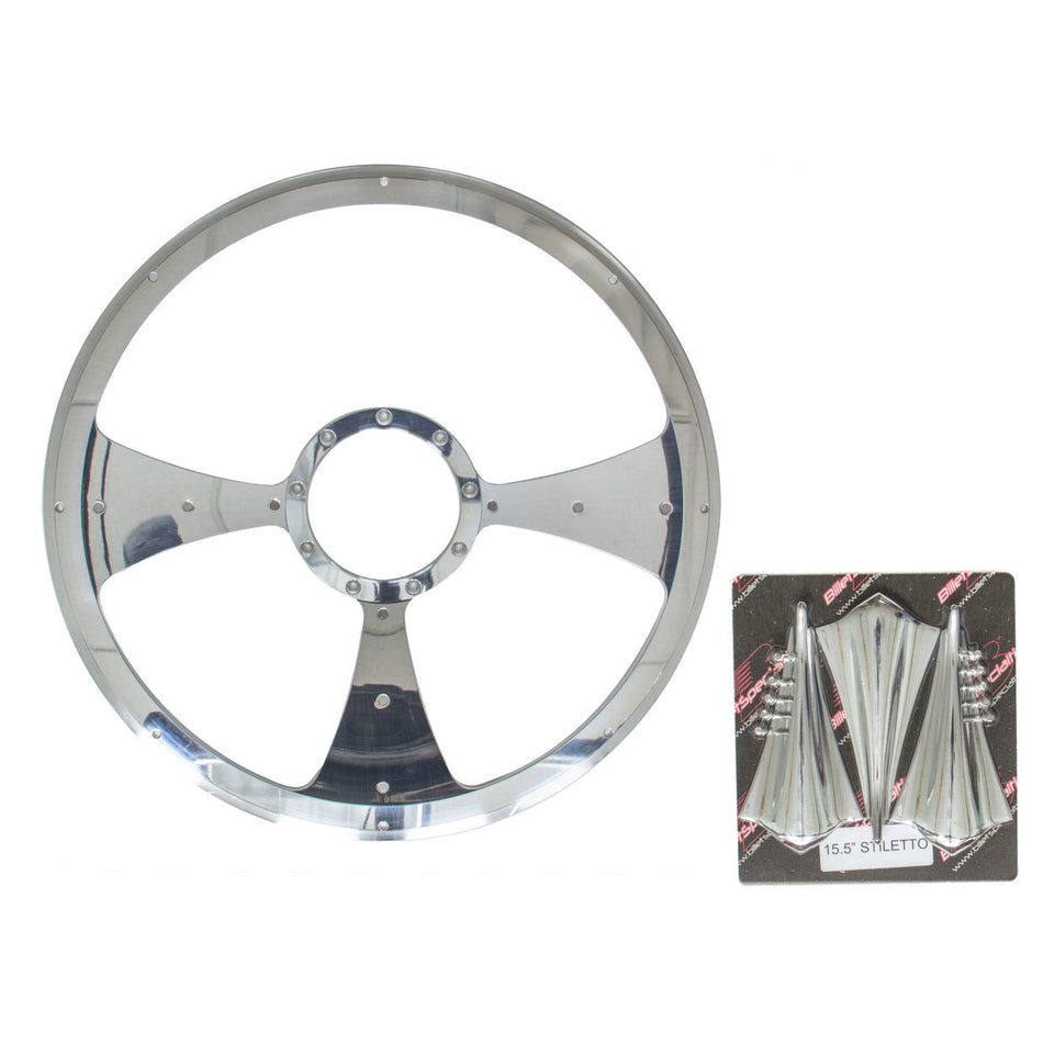 Billet Specialties Stiletto Steering Wheel 3-Spoke - 15.5 in. Diameter