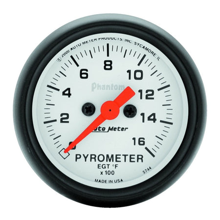 Auto Meter Phantom Exhaust Gas Temperature Pyrometer Gauge - 2-1/16" - 0-1600° F