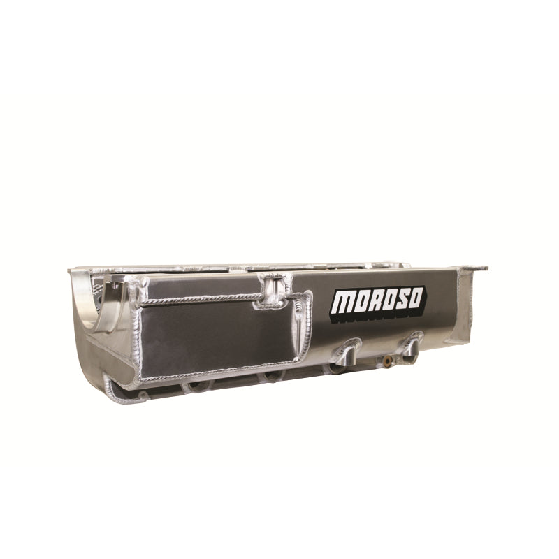 Moroso Performance Products Drag Race Engine Oil Pan Dry Sump 7-1/2" Deep Four 12 AN Female Forward Pickups - Aluminum