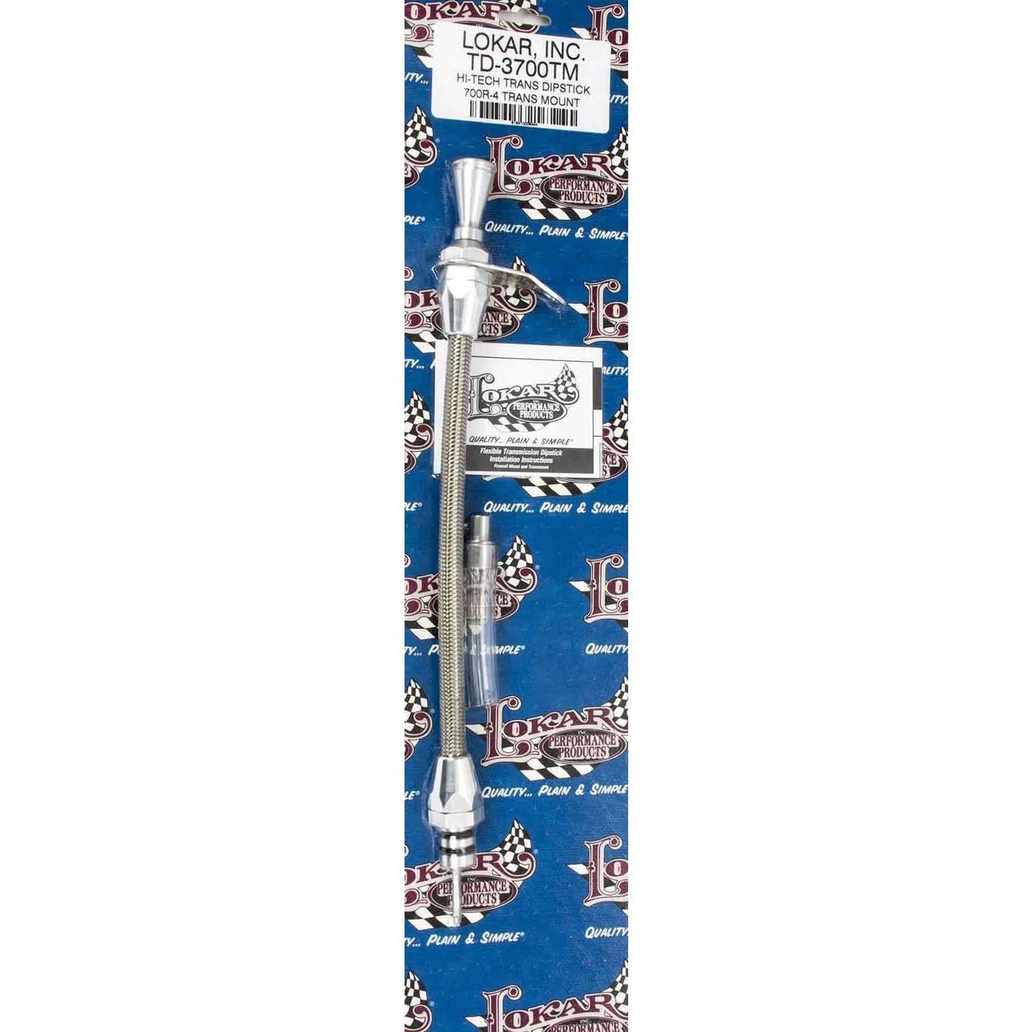 Lokar Hi-Tech Transmission Dipstick - Transmission Mount - Flexible - Braided Stainless Housing - Aluminum - Natural - 700R4