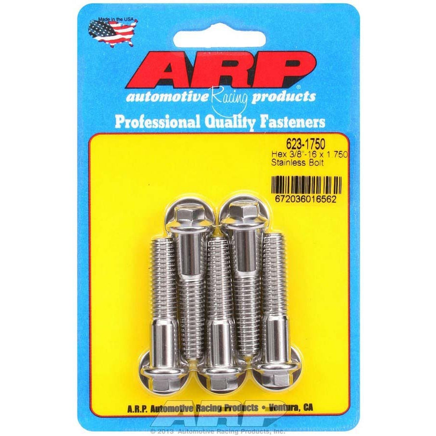 ARP 3/8-16 in Thread Bolt - 1.75 in Long - 3/8 in Hex Head - Polished - Universal - Set of 5