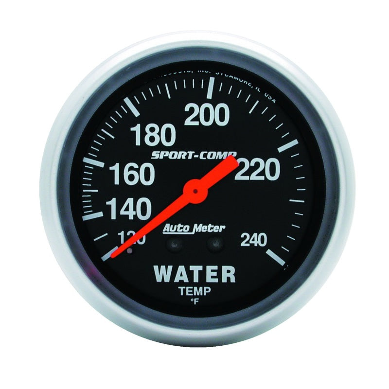 Auto Meter 100-240°  Sport-Comp Water Temperature Gauge - 2-5/8"