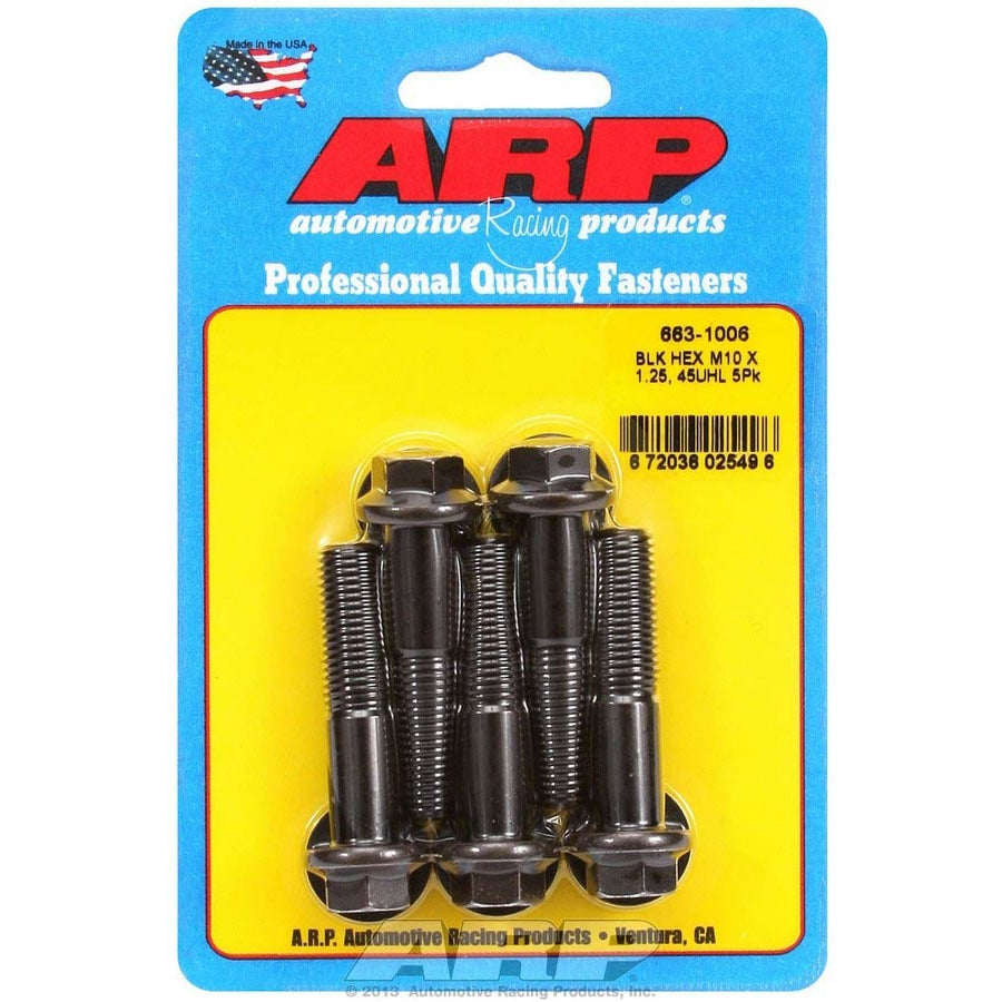 ARP Bolt - 45 mm Long - 12 mm Hex Head - Chromoly - Black Oxide - Universal - (Set of 5)