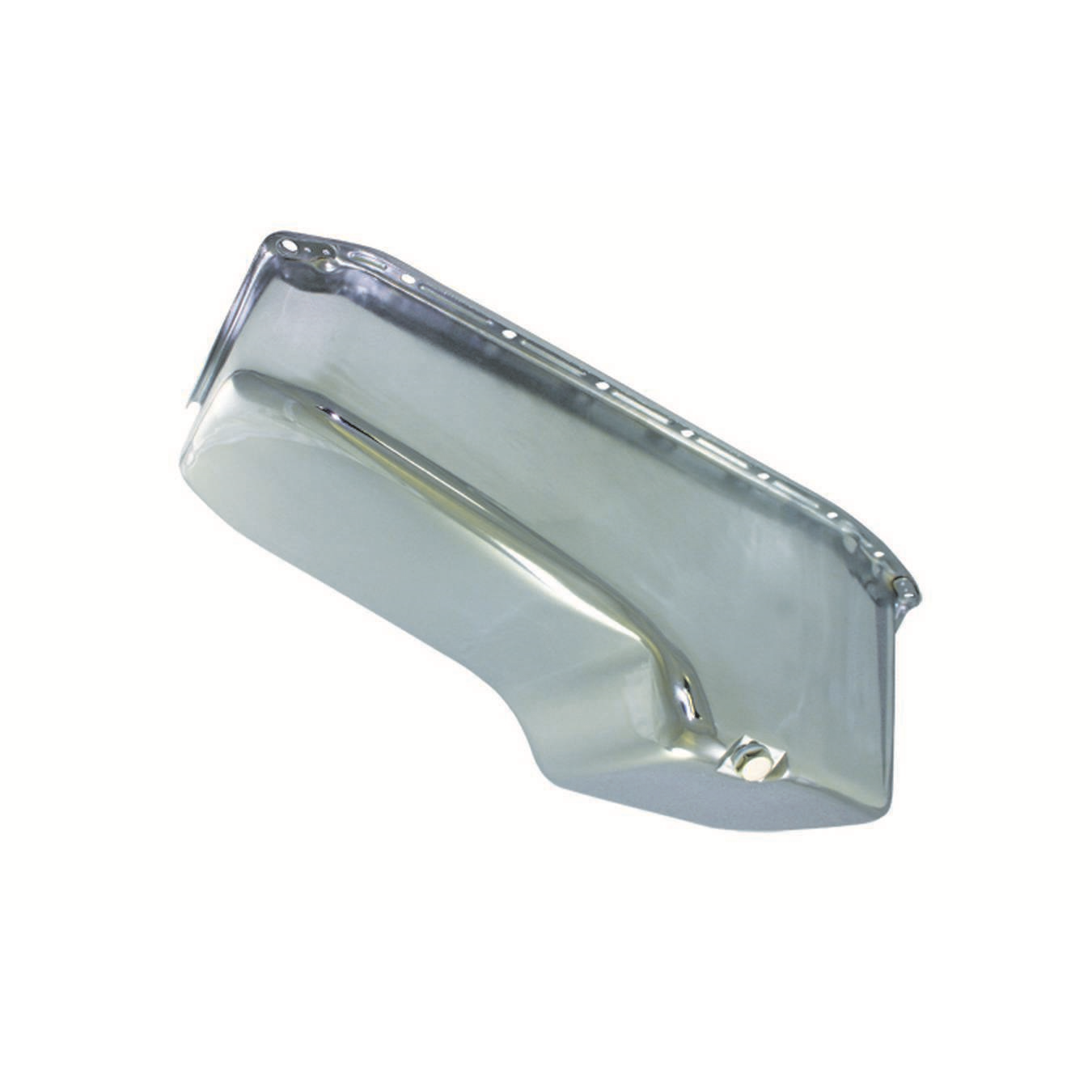 Specialty Products Rear Sump Oil Pan - 4 Quart - Stock Depth - Chrome - 2 Piece Seal - Small Block Chevy 7443