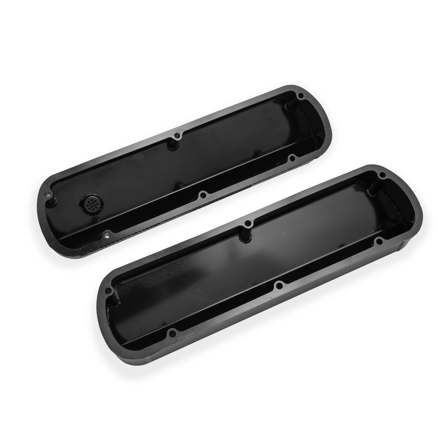 Holley Sniper Sniper Tall Valve Cover - Sniper Logo - Fabricated - Black - Small Block Ford - Pair