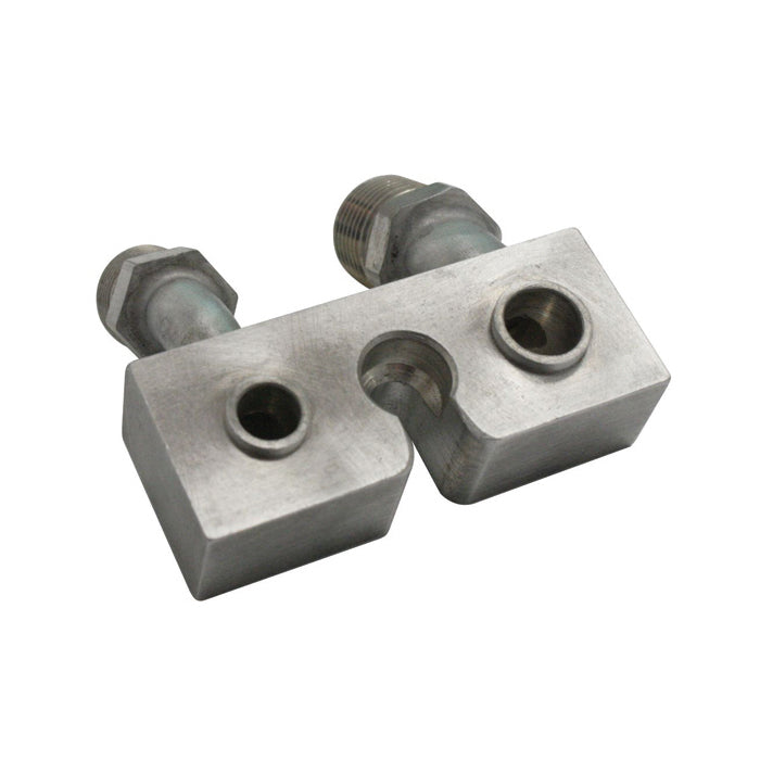 Vintage Air Compressor Adapter - 10 AN Male O-Ring - 8 AN Male O-Ring - 90 Degree - Aluminum - FS10 Compressor