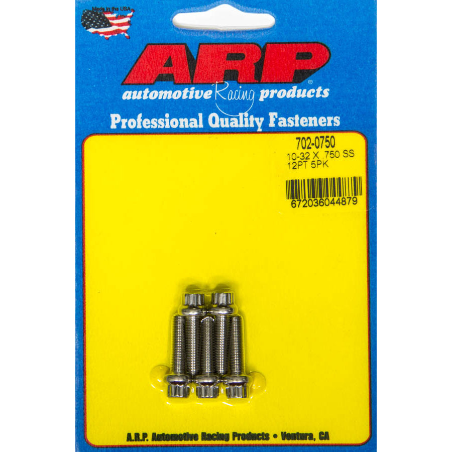 ARP 10-32 Thread Bolt 0.750" Long 1/4" 12 Point Head Stainless - Polished