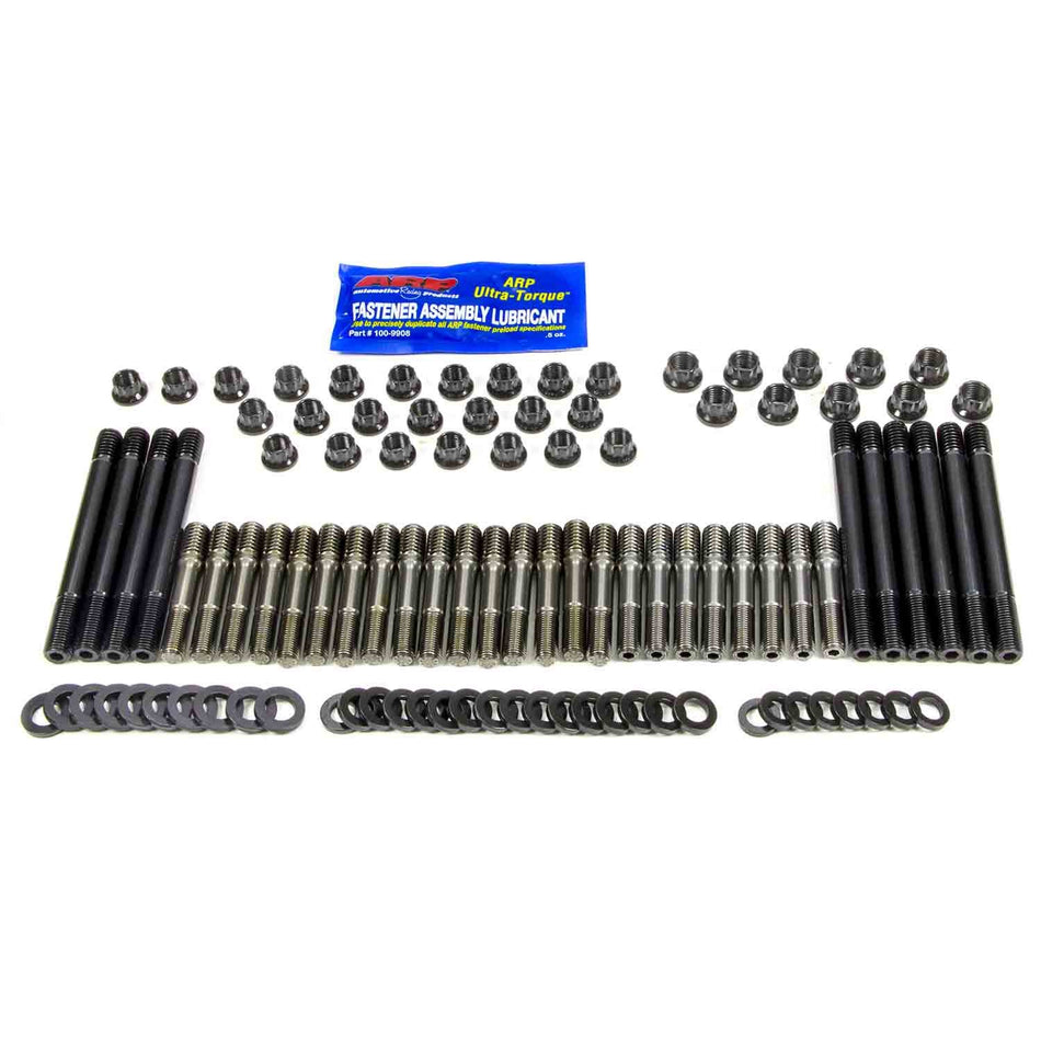ARP Cylinder Head Stud Kit - 7/16 in Studs - 12 Point Nuts - Chromoly - Black Oxide - Aftermarket Head - Small Block Chevy