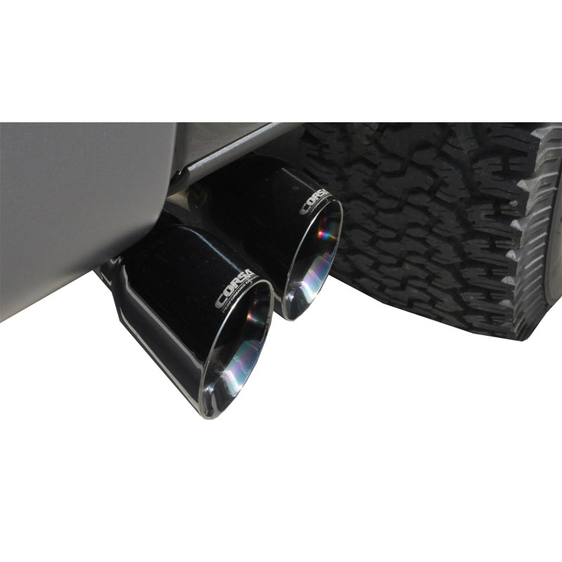 Corsa Xtreme Exhaust System - Cat-Back - 3.0" Diameter - Single Side Exit - Dual 4.5" Black Tips - Stainless - Natural - Ford Raptor 2011-14