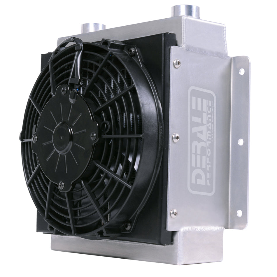 Derale Tube Type Fluid Cooler and Fan - 12.375 x 11.875 x 8.5 in - 10 AN Female O-Ring Inlet / Outlet - Universal 65860