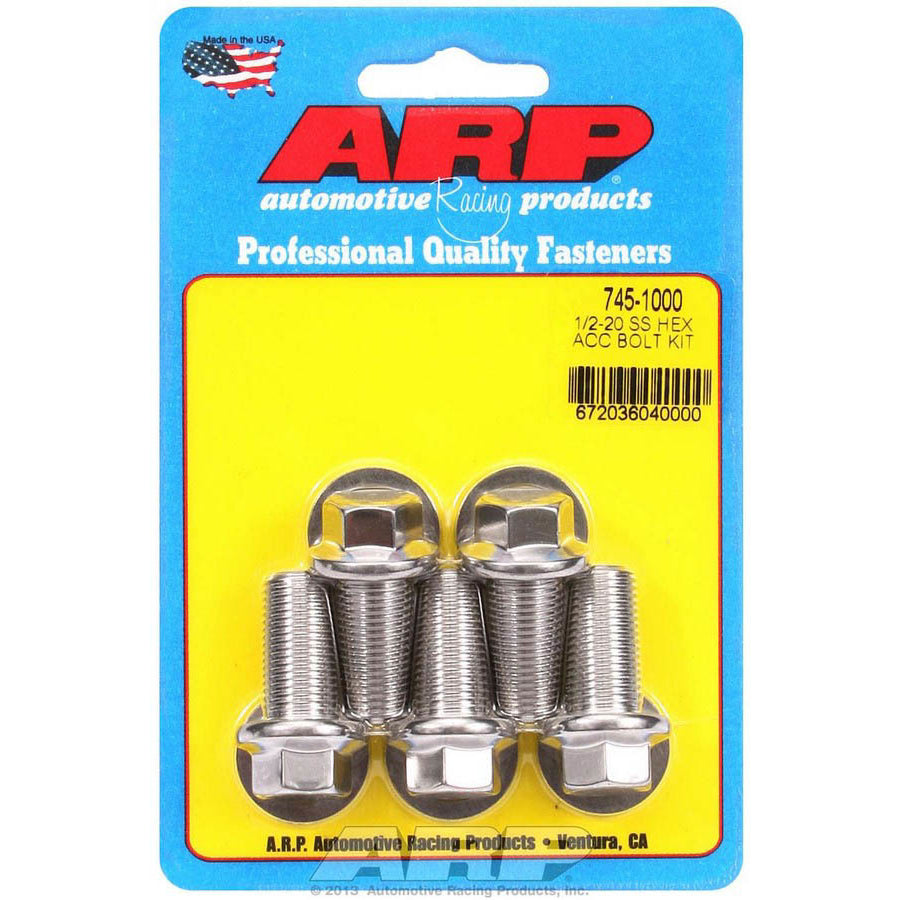 ARP Stainless Steel Bolt Kit - 6 Point (5) 1/2-20 x 1.000