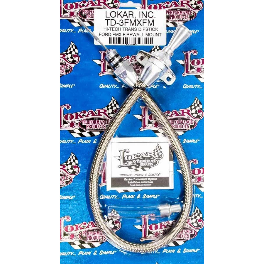 Lokar Hi-Tech Transmission Dipstick - Firewall Mount - Flexible - Braided Stainless Housing - FMX