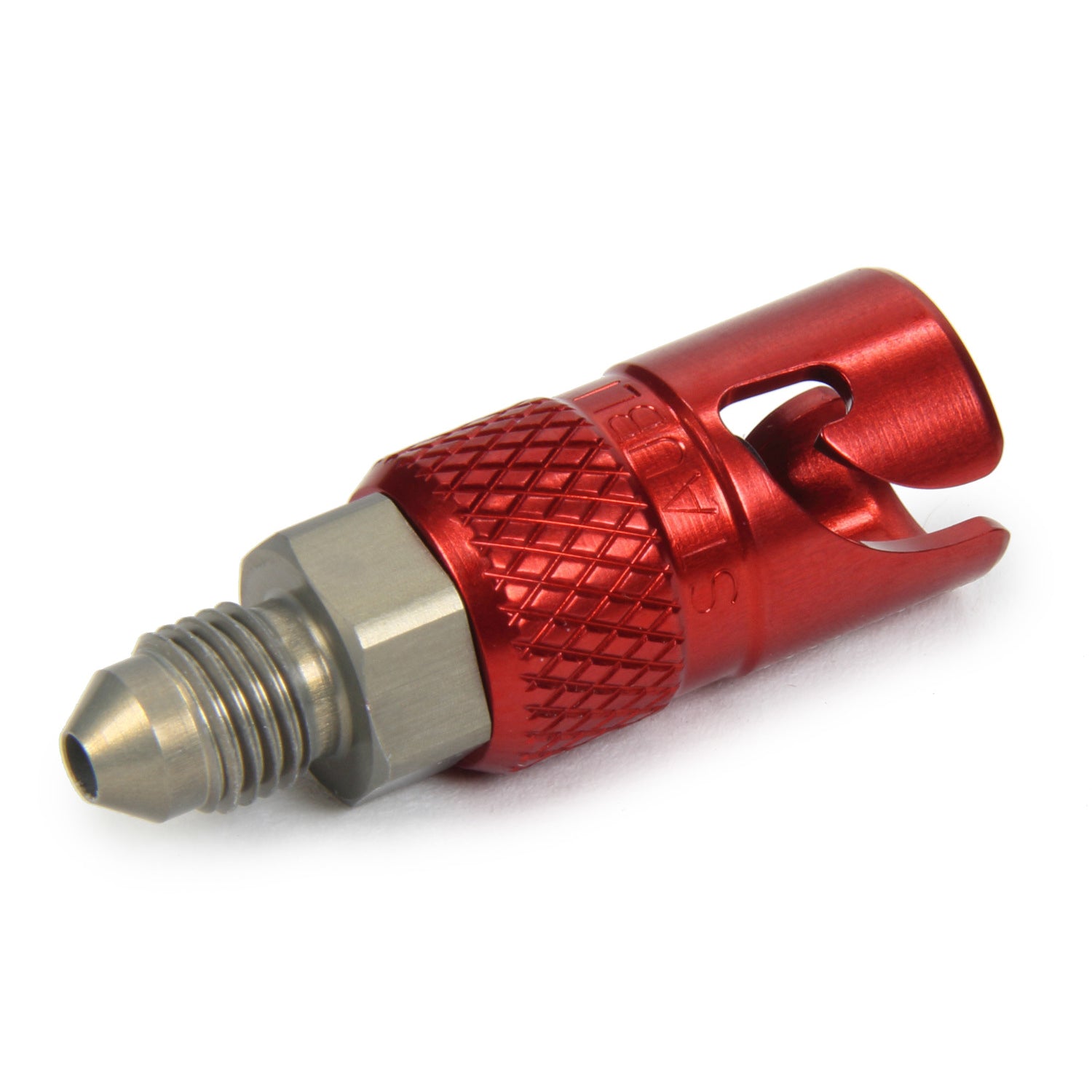 Ti22 Premium Quick Disconnect Fitting - 3 AN Male to Male Disconnect - Aluminum - Red/Natural