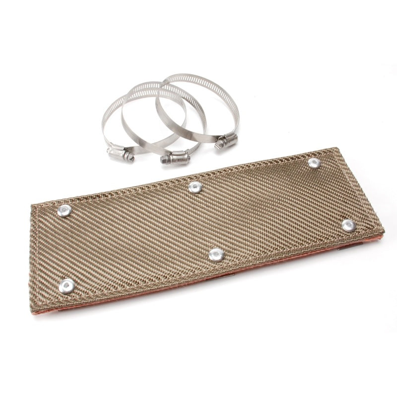 DEI Titanium Pipe Shield Exhaust Heat Shield 4 x 12" Clamp-On Woven Fiberglass - Carbon Fiber Look