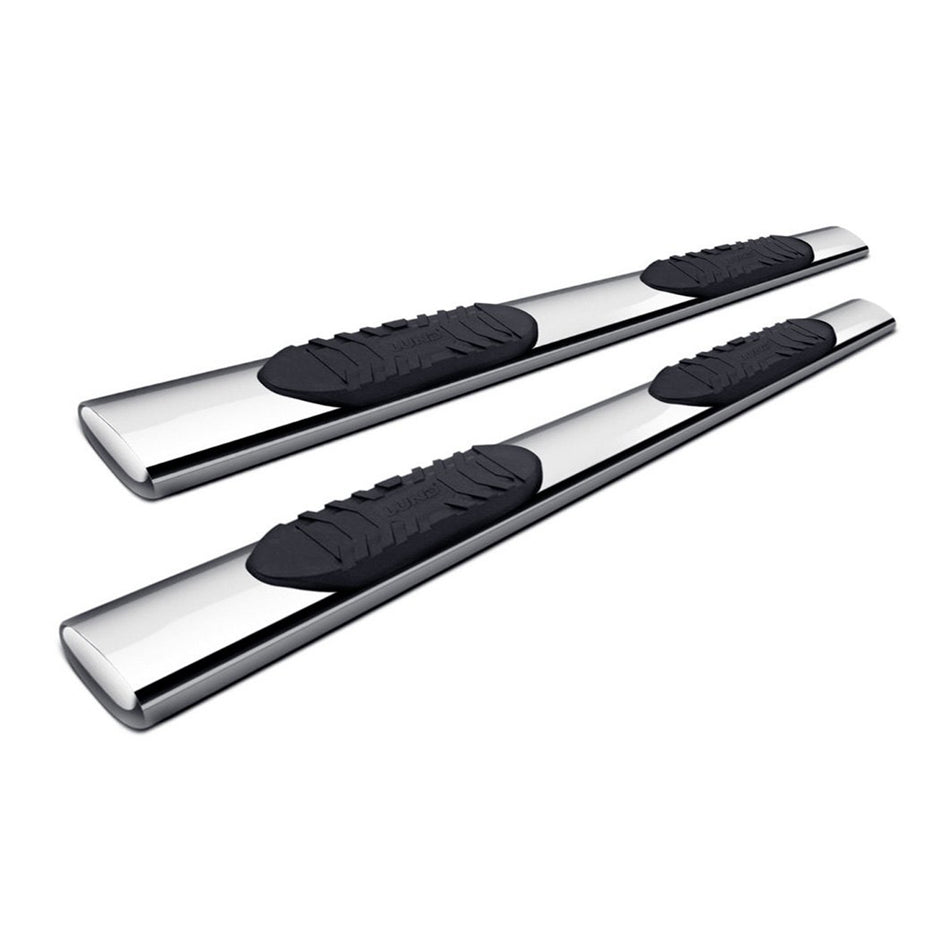 Lund 5 in Oval Straight Step Bars - Polished Stainless - Crew Cab - Toyota Fullsize Truck 2007-18 - Pair