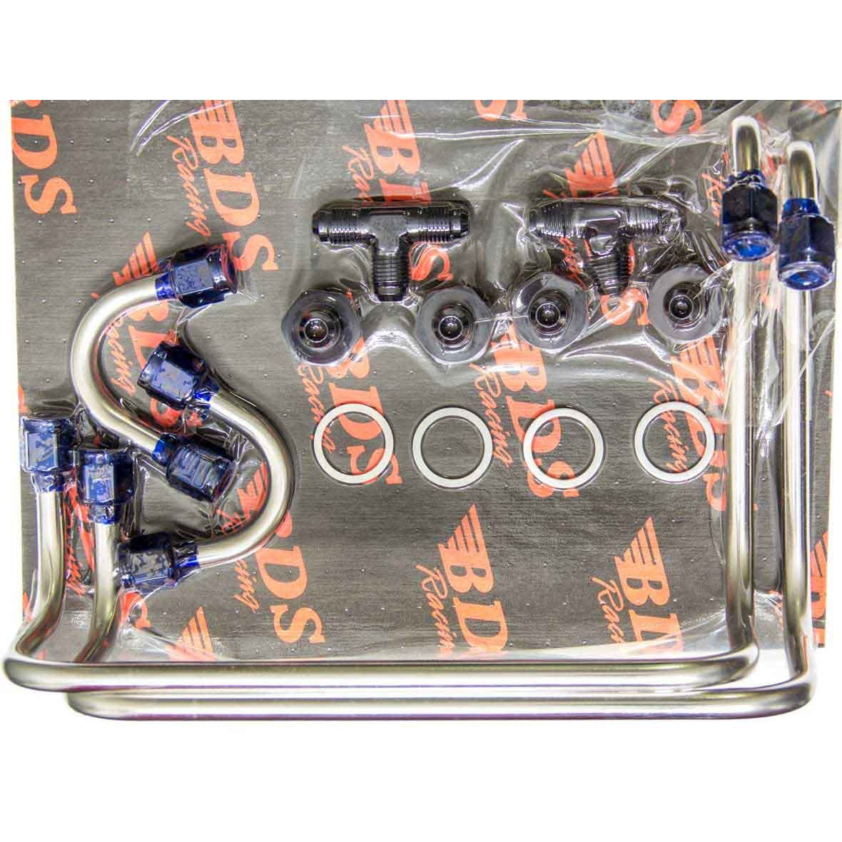 BLOWER DRIVE SERVICE 6 AN Single Male Inlet Carburetor Fuel Line 6 AN" Dual Outlets Stainless Polished - Dual Holley Carbs