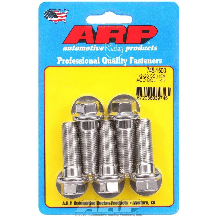 ARP Bolt - 1.500" Long - 9/16" Hex Head - Stainless - Polished - Universal - (Set of 5)