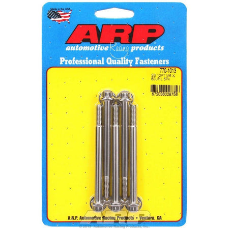 ARP Bolt - 6 mm x 1.00 Thread - 80 mm Long - 8 mm 12 Point Head - Stainless - Polished (Set of 5)