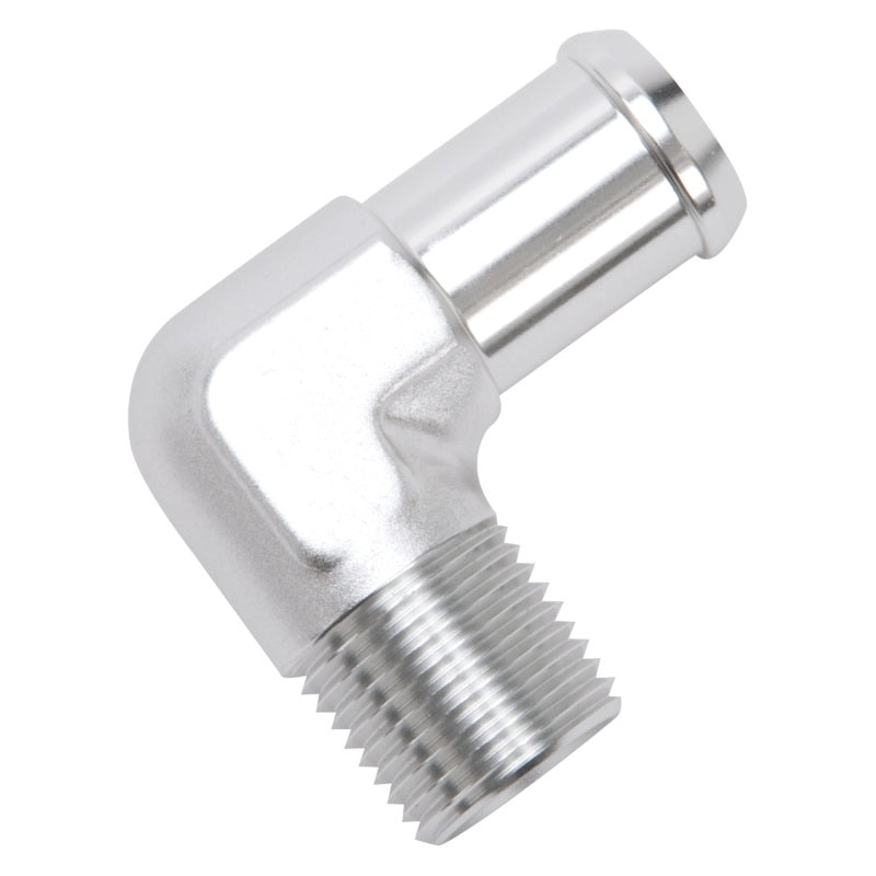 Edelbrock Hose End 90-deg 1/2npt to 3/4 Barb Clear