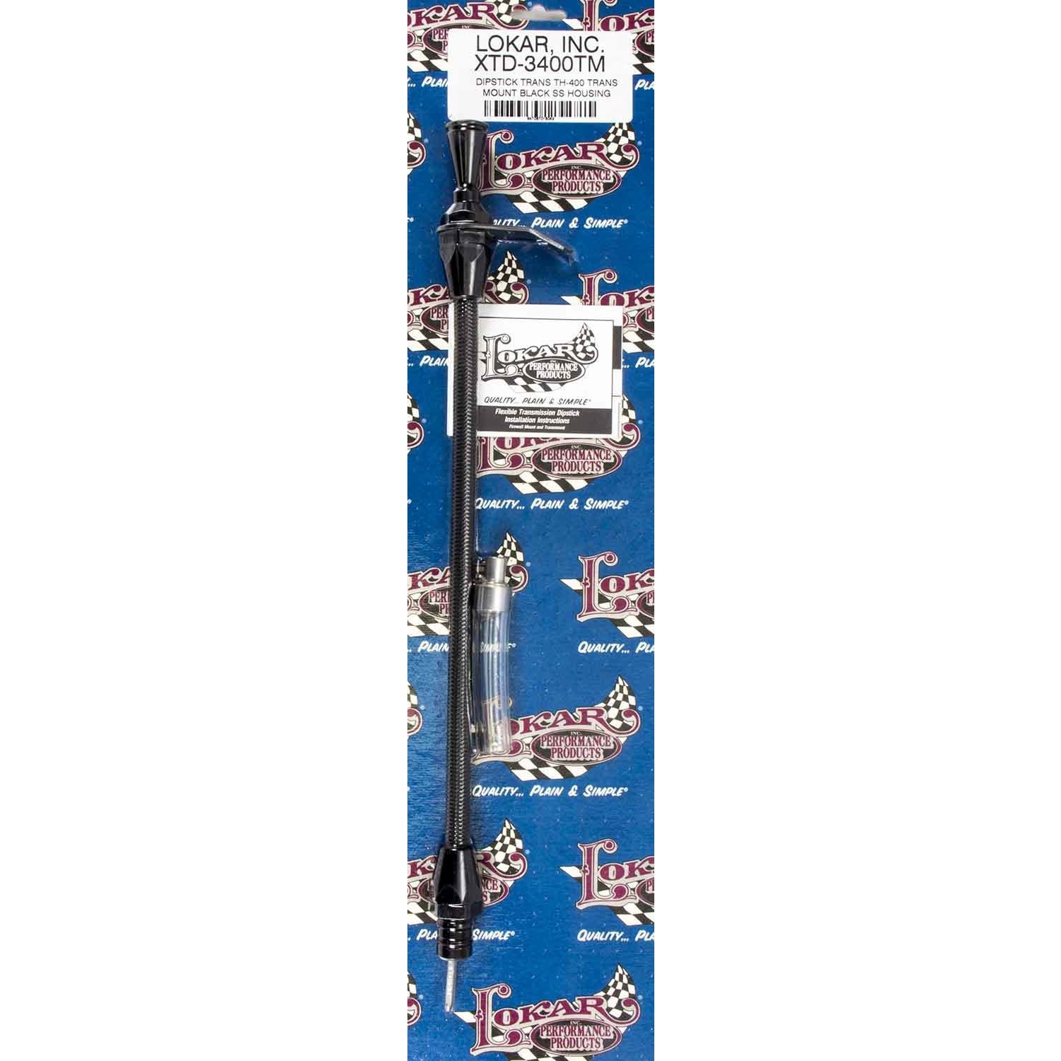 Lokar Midnight Series Hi-Tech Flexible Braided Stainless Transmission Dipstick - GM TH-400 Transmission