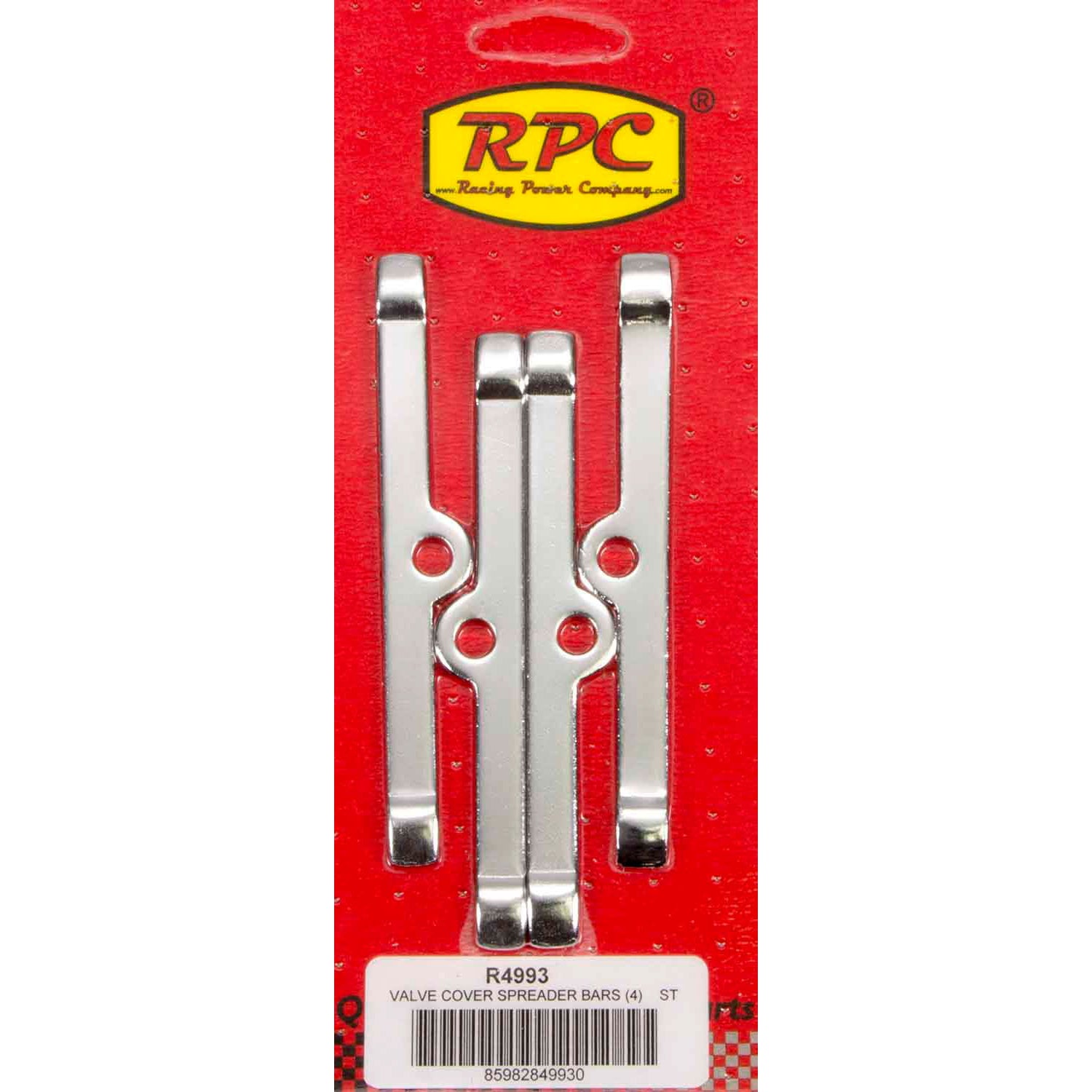 Racing Power 4-3/4" Wide Valve Cover Hold Down Tabs Steel Chrome Small Block Chevy - Set of 4